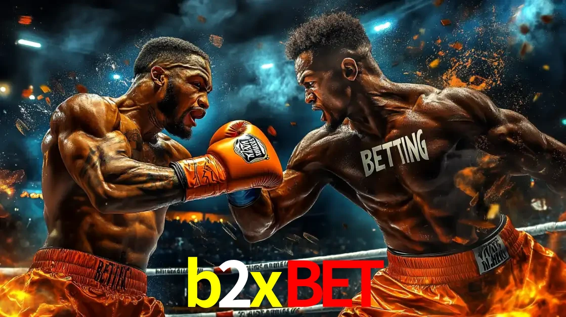 Dois boxeadores em uma luta intensa e explosiva, representando a adrenalina e as oportunidades de apostas em esportes de combate disponíveis na plataforma b2xbet.